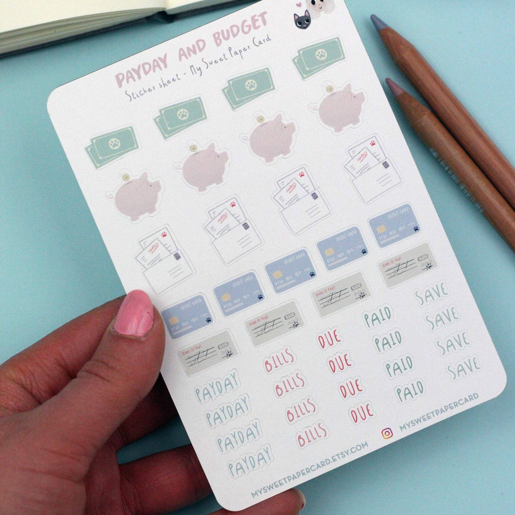 Paws and Paydays Budgeting Sticker Sheet