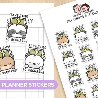 Self-Care Bear - Recharge Planner Stickers