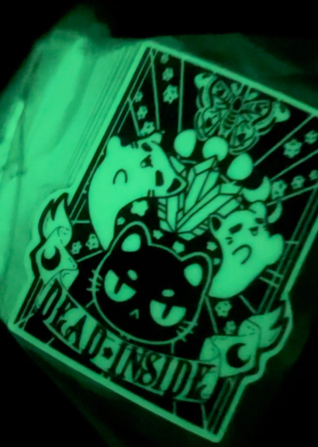 Dead Inside Glow in the Dark Kitty Vinyl Sticker