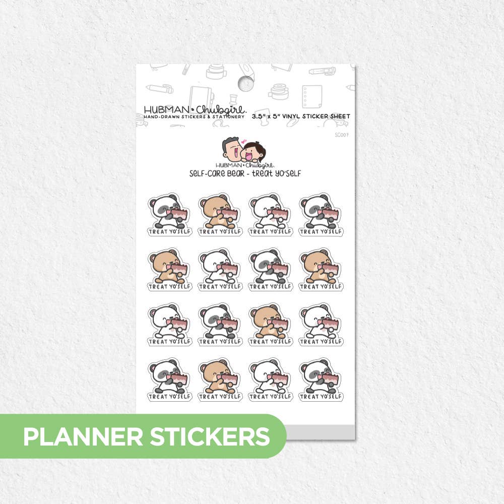 Self-Care Bear - Treat Yo'Self Planner Stickers