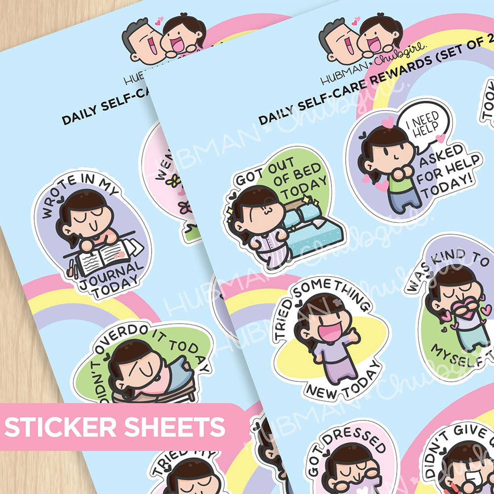 Sticker sheet - Daily Self-Care rewards (Set of 2)