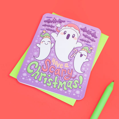 Scary Christmas Ghosts Holiday Greeting Card