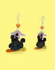 Witch’s Black Cat Acetate Dangle Earrings