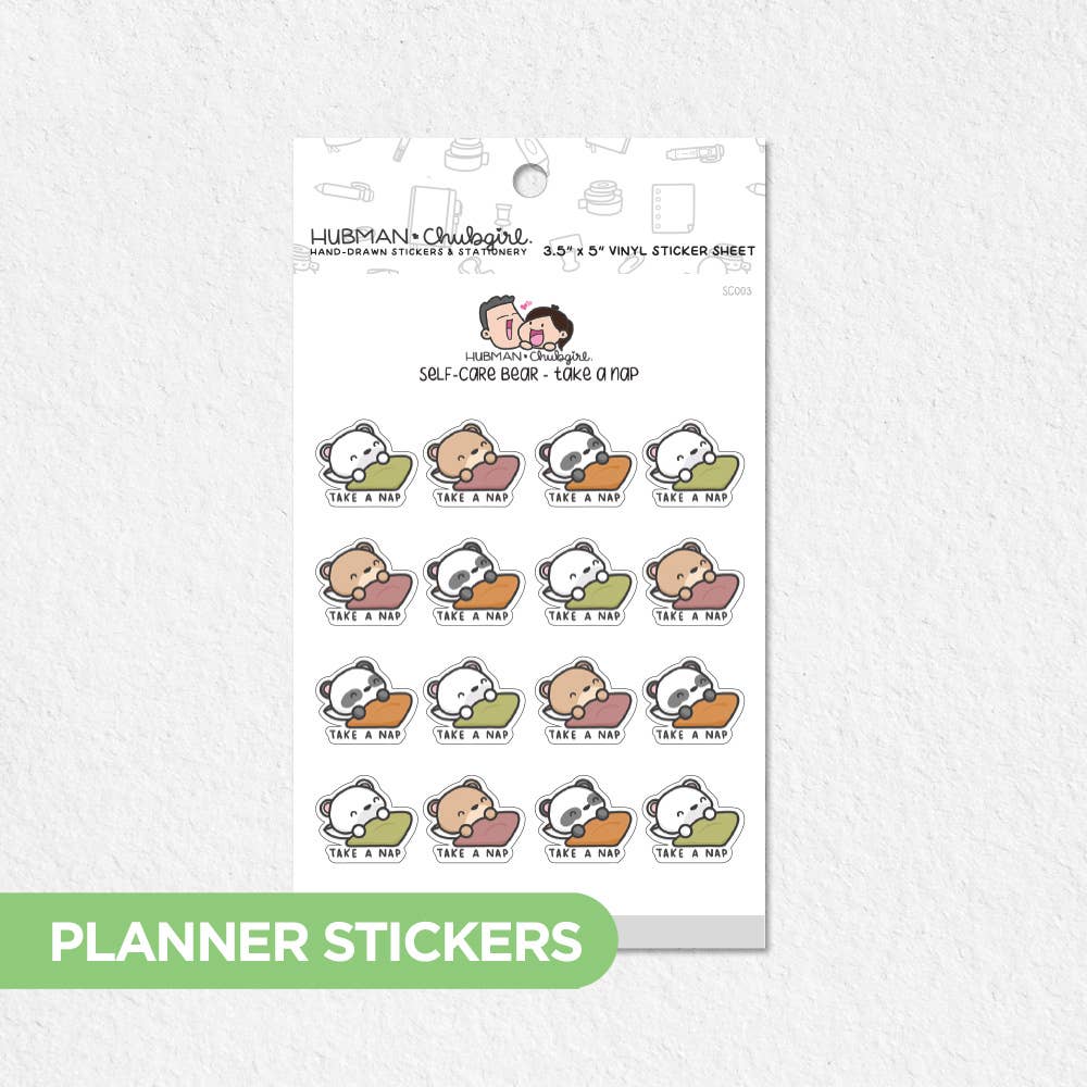 Self-Care Bear - Take a Nap Planner Stickers