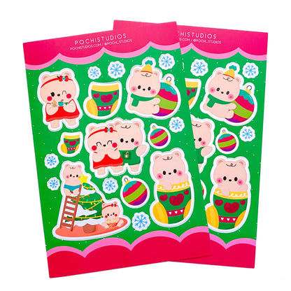 Colorful Happy Holidays Christmas Matte Vinyl Sticker Sheet