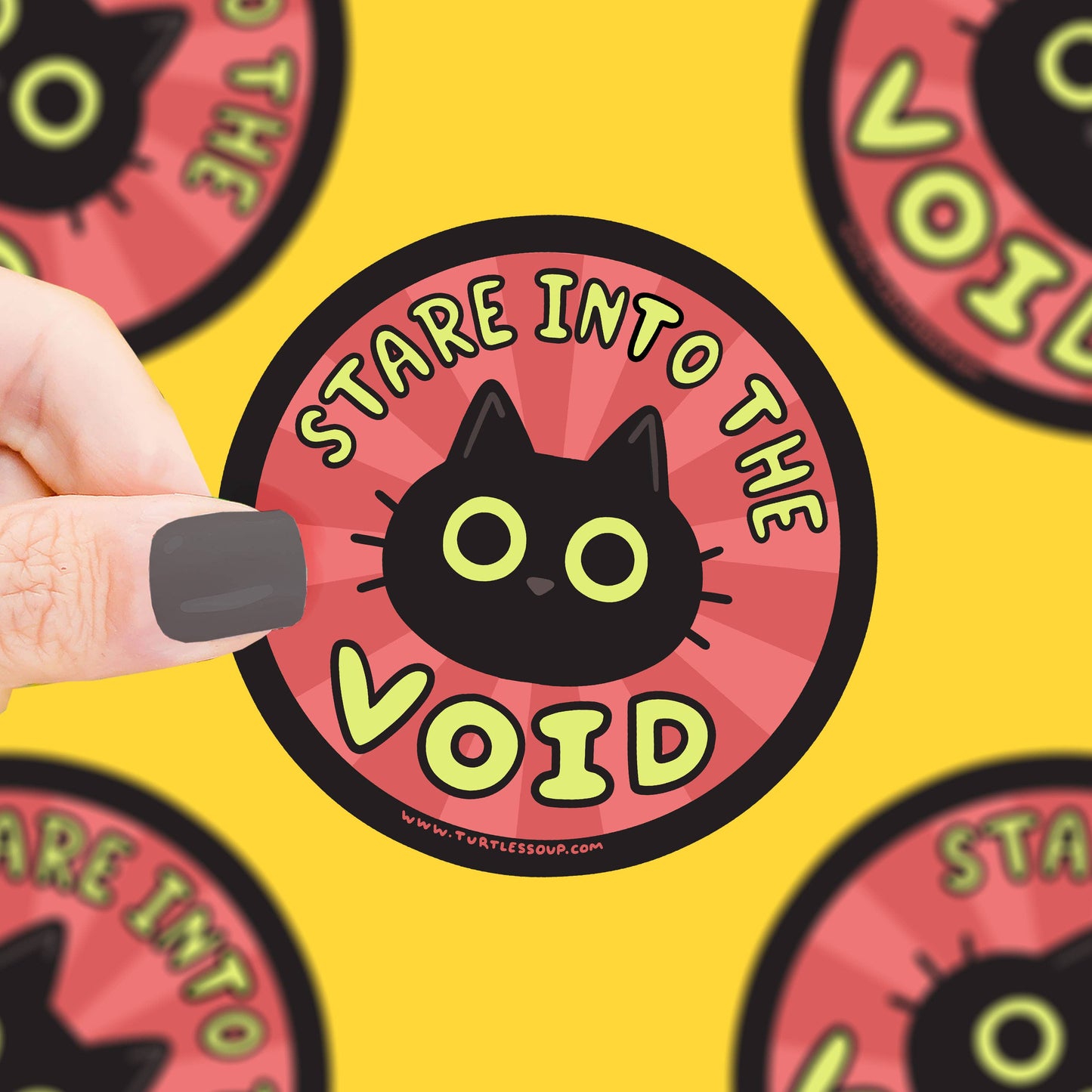 Stare Into The Void Black Cat Kitty Vinyl Sticker