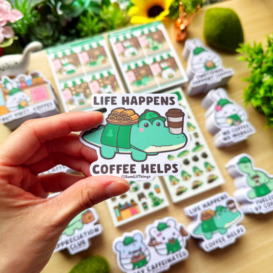 Life Happens, Coffee Helps Vinyl Sticker