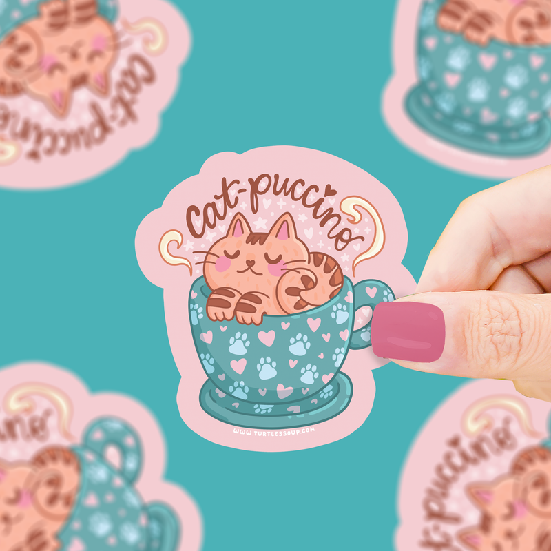 Cat Puccino Coffee Cat Vinyl Sticker
