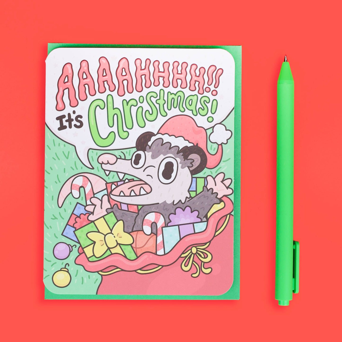 Ahhh It’s Christmas Opossum Holiday Greeting Card