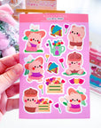 Colourful Spring Bear Twins Vinyl Sticker Sheet