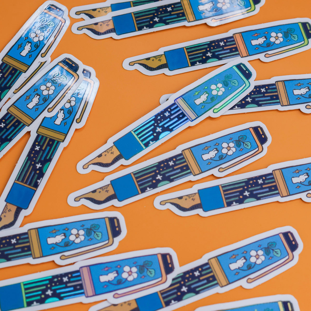 Vinyl Sticker (Holographic) Rabbit Fountain Pen
