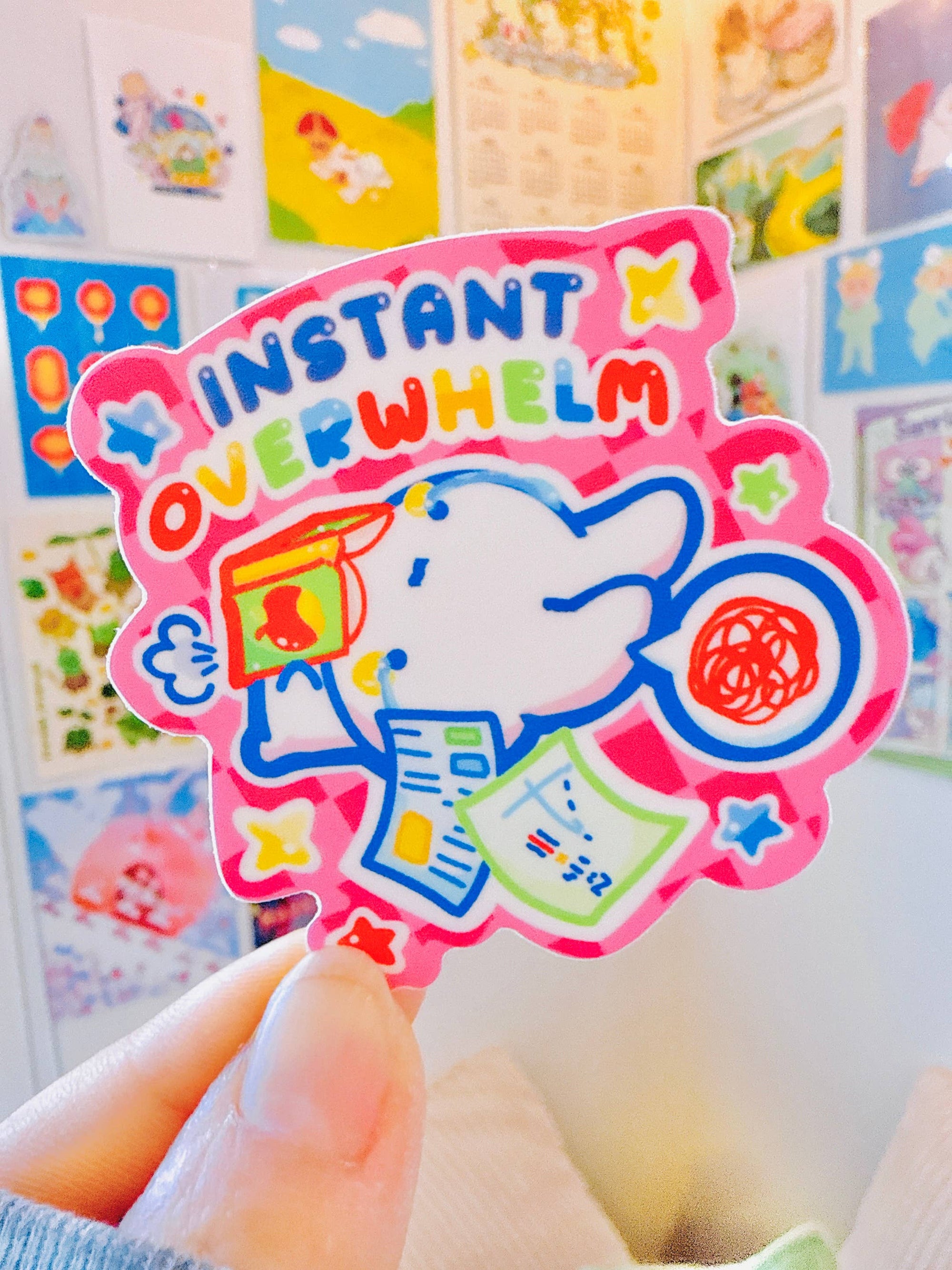Instant Overwhelm Bunny Vinyl Sticker