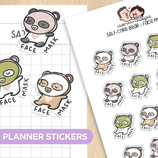 Self-Care Bear - Face Mask Planner Stickers