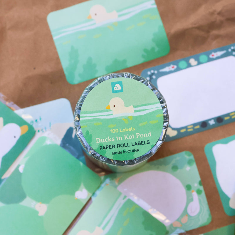 Ducks in Koi Pond Paper Roll Labels
