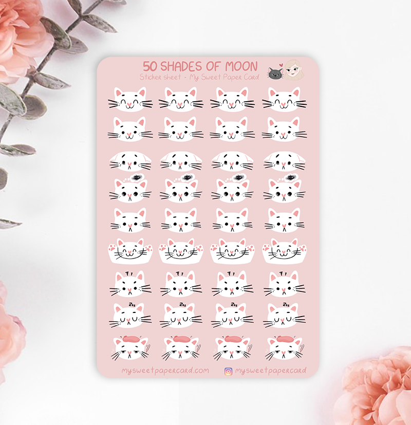 Moon Mood Stickers - Cat Planner Stickers