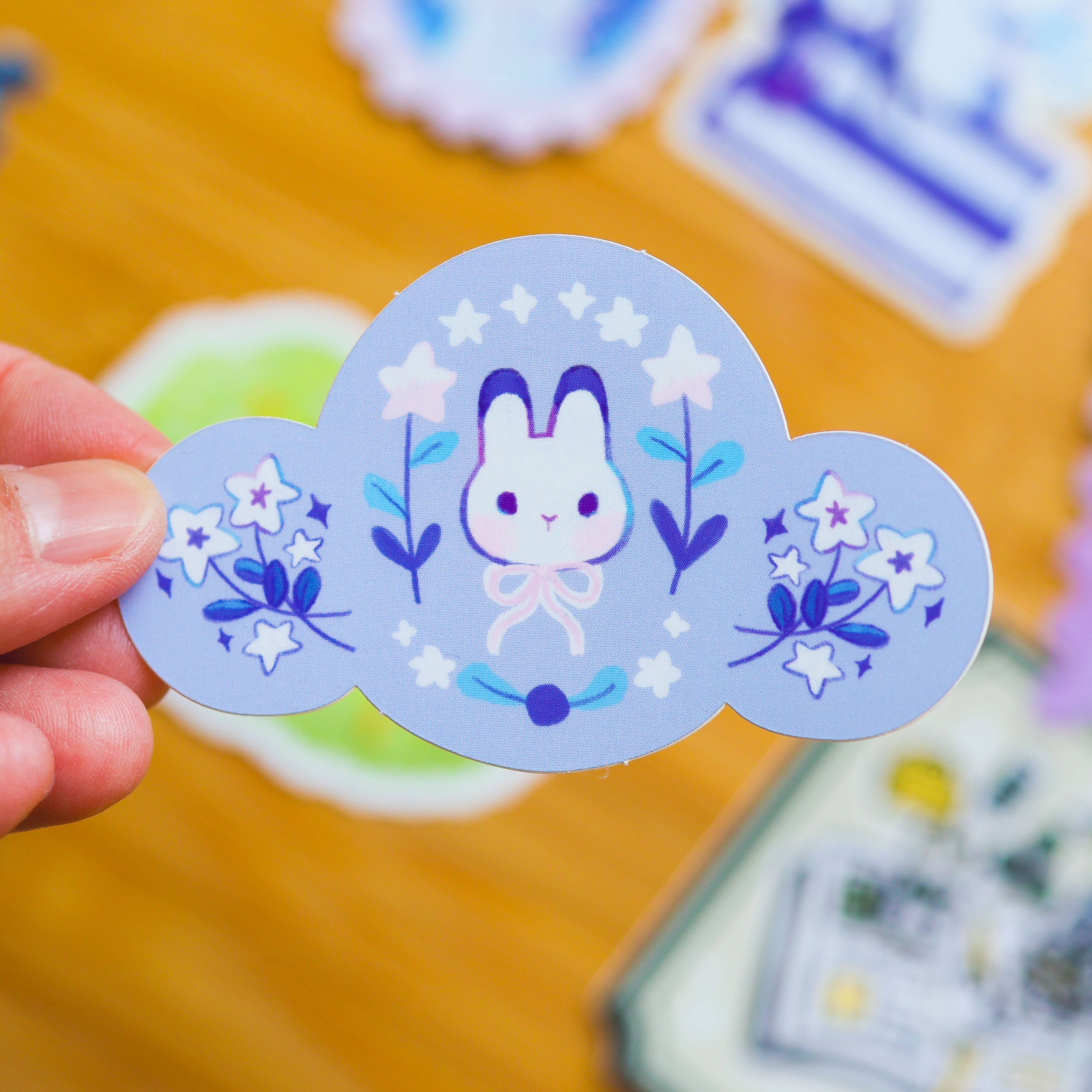 Rabbit Flower Seal Vinyl Sticker – Suteki Stickers