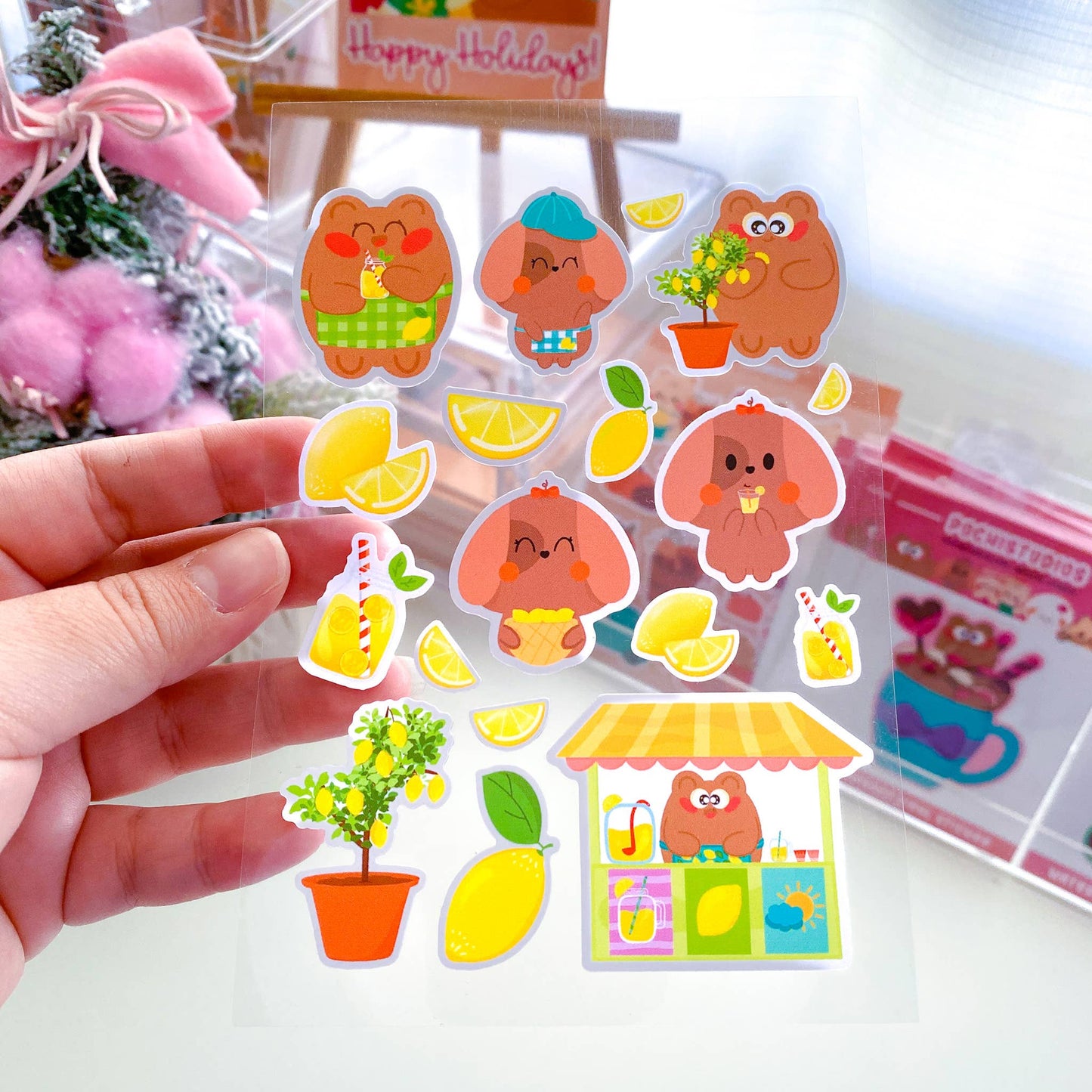 Refreshing Lemonade Pochi Bear& Puppy Vinyl Sticker Sheet