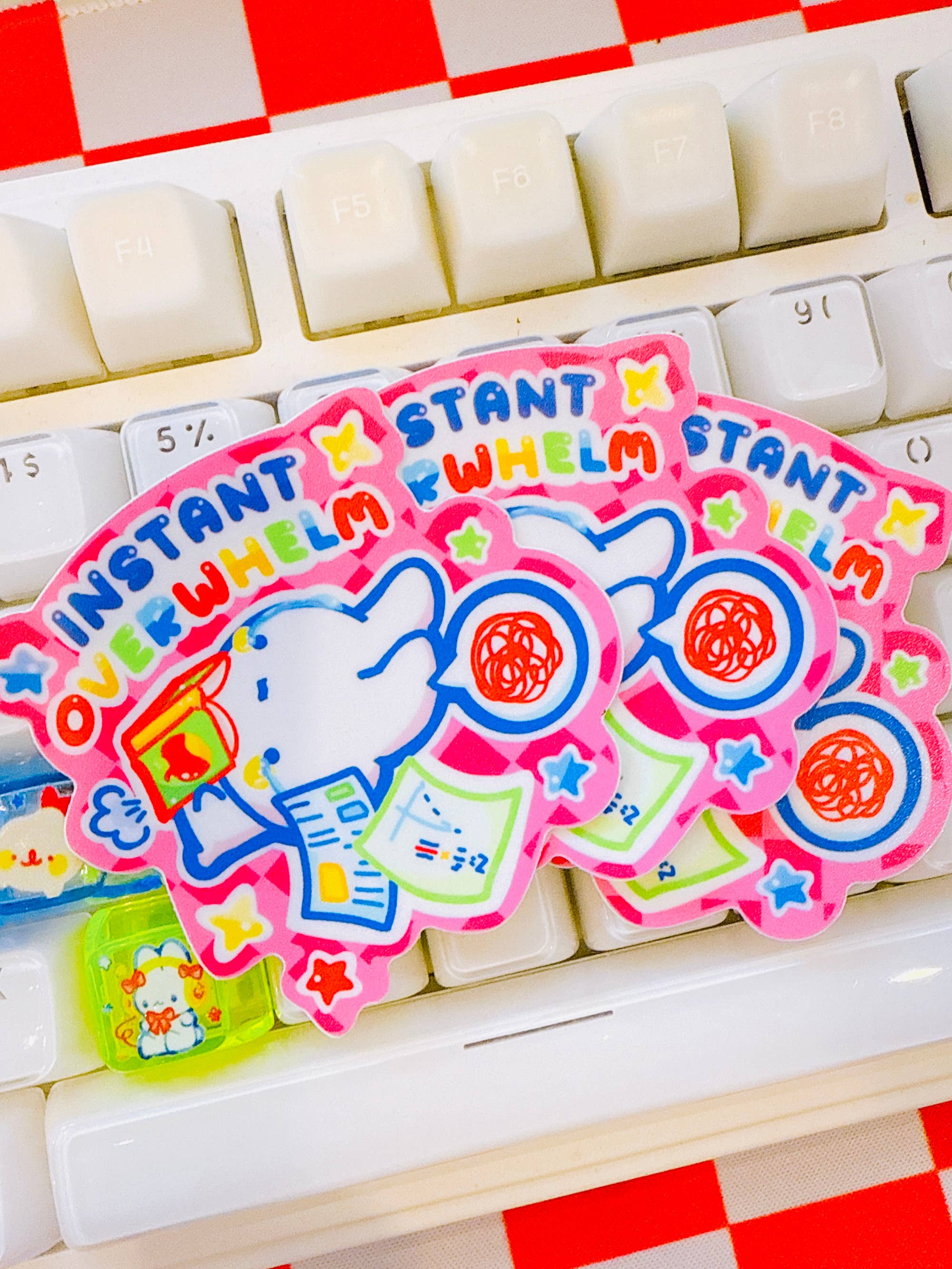 Instant Overwhelm Bunny Vinyl Sticker
