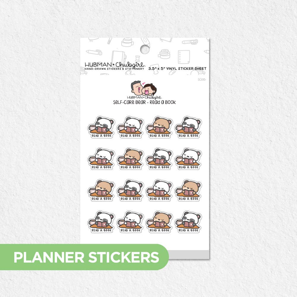 Self-Care Bear - Read a Book Planner Stickers