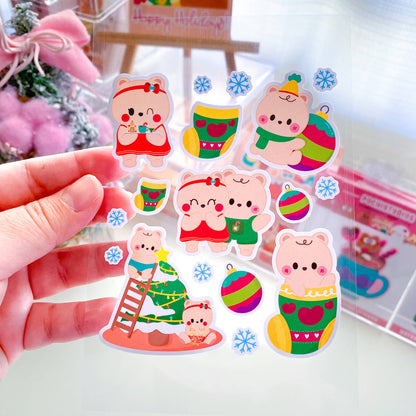 Colorful Happy Holidays Christmas Matte Vinyl Sticker Sheet