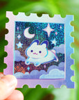 Starry Night and a Rabbit Stamp Vinyl Sticker