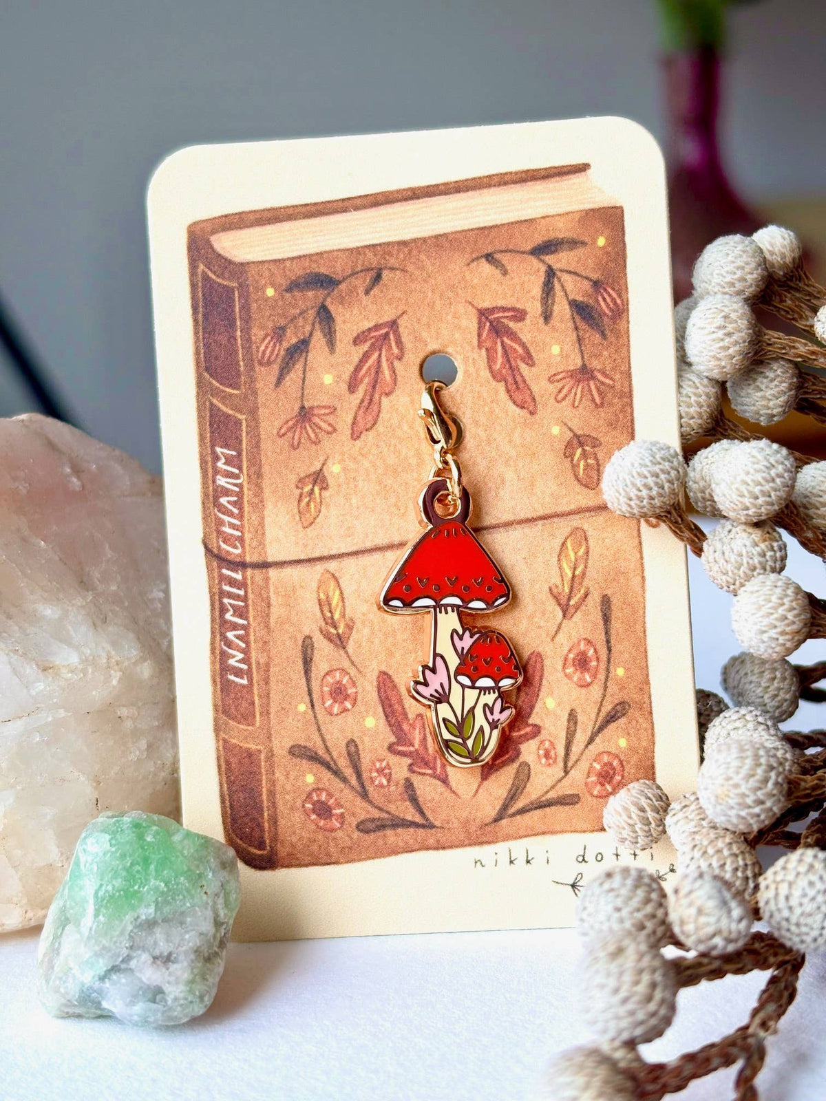 Mushroom Enamel Charm