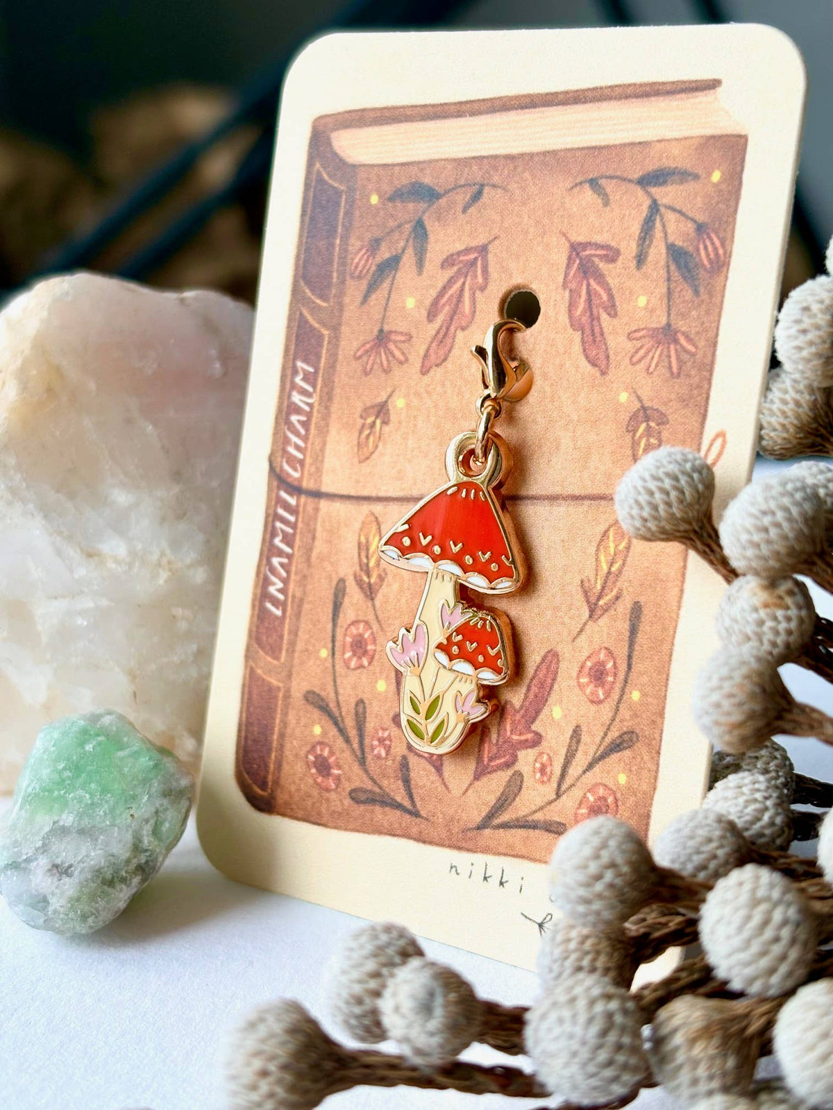 Mushroom Enamel Charm