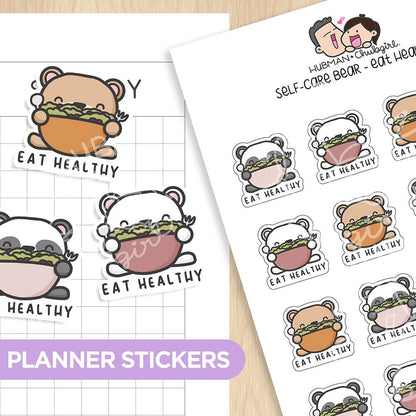 Self-Care Bear - Eat Healthy Planner Stickers