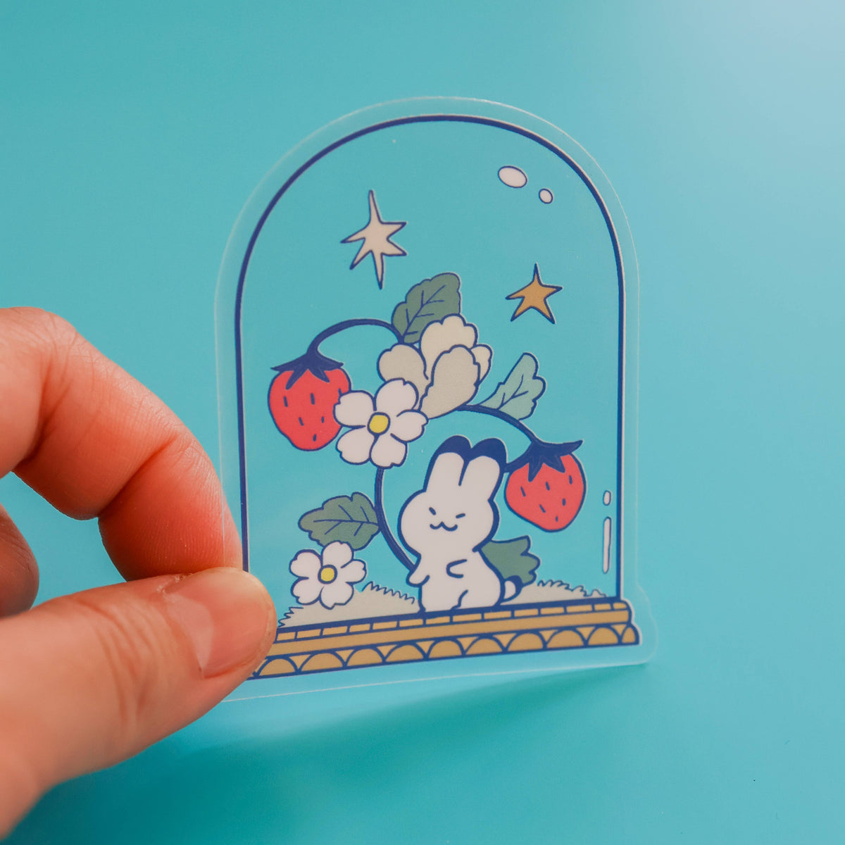 Strawberry Garden Dome Transparent Vinyl Sticker