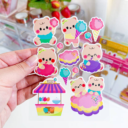 Pastel Color Bear "Cotton Candy" Matte Holo Sticker Sheet