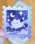 Starry Night and a Rabbit Stamp Vinyl Sticker