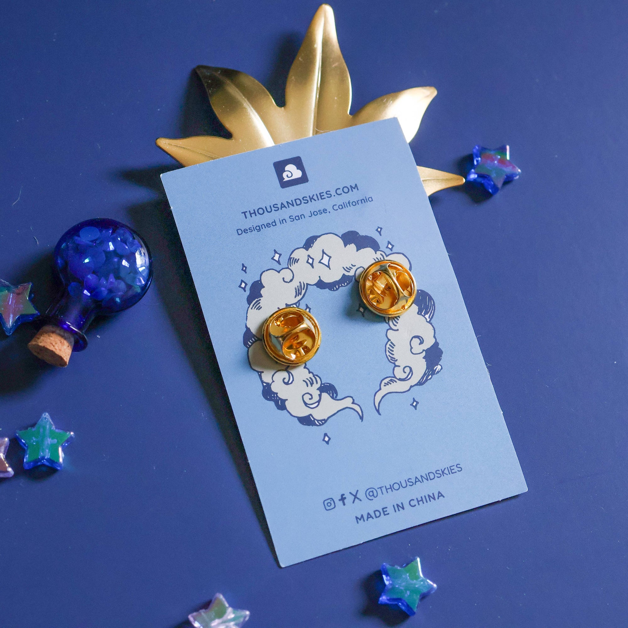 Deep Sky and a Black Cat Enamel Pin