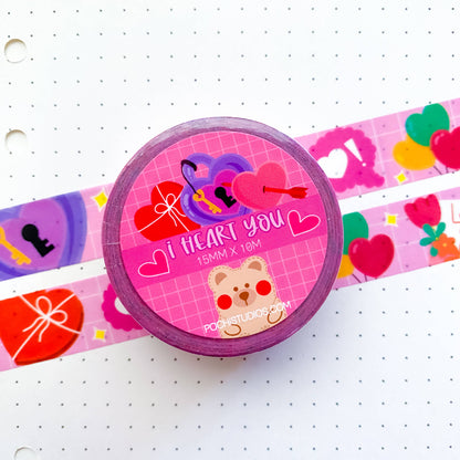 Valentine's Day Cute Pink Icons Decorative Washi Tape