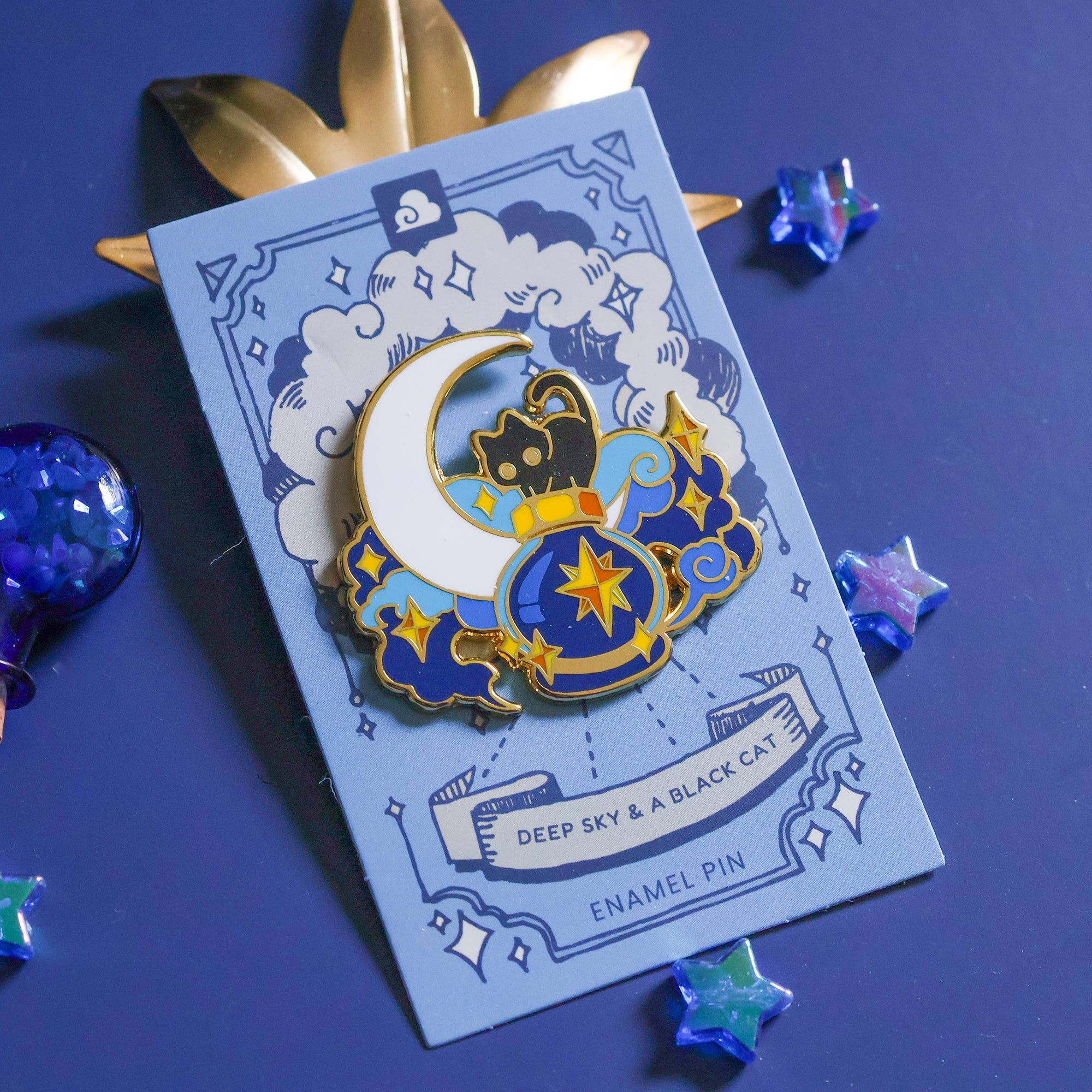 Deep Sky and a Black Cat Enamel Pin