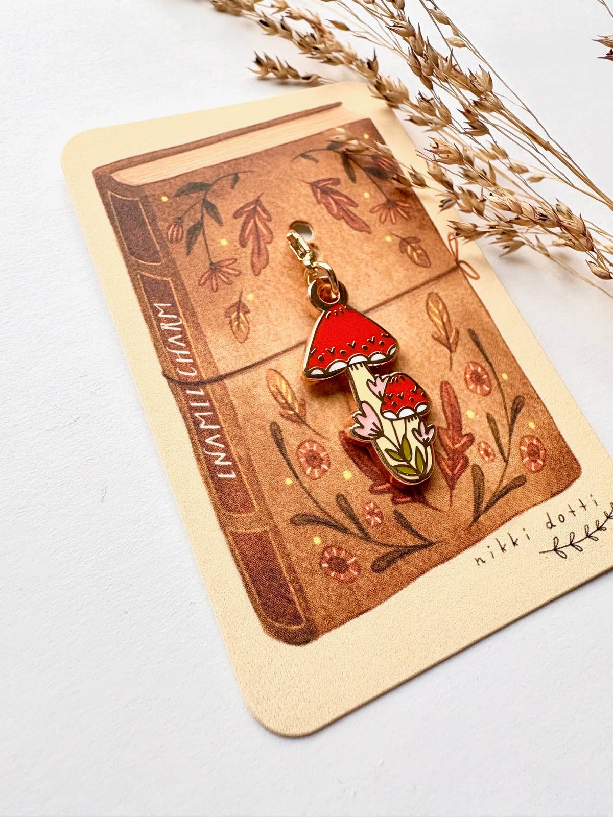 Mushroom Enamel Charm