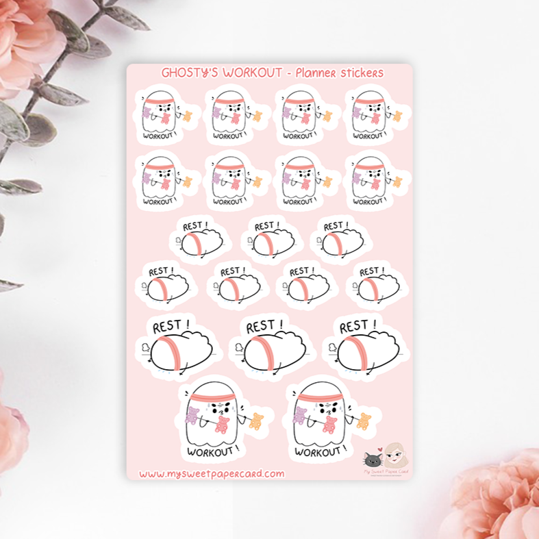 Ghosty Workout Planner Sticker Sheet
