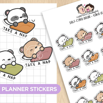 Self-Care Bear - Take a Nap Planner Stickers