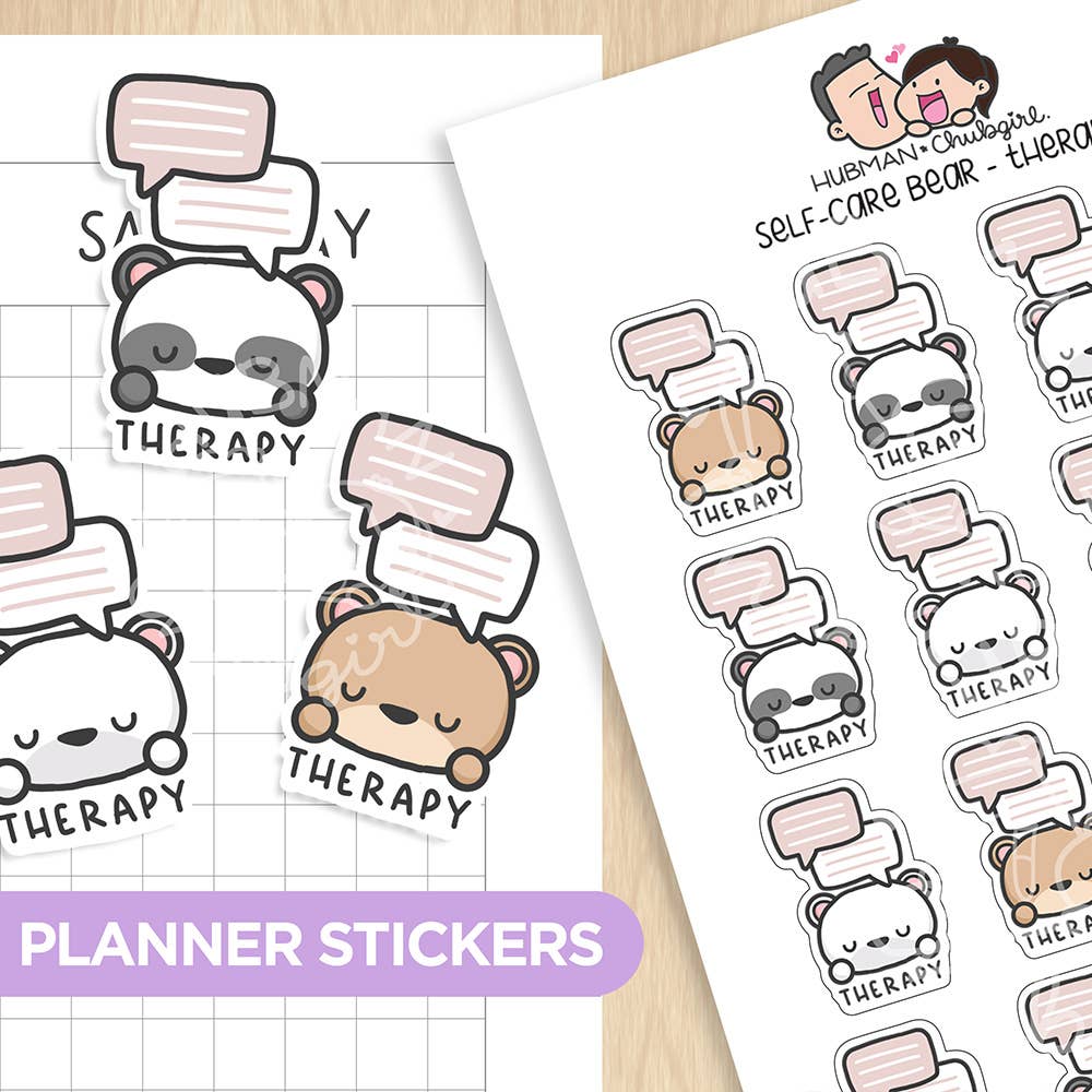 Self-Care Bear - Therapy Planner Stickers