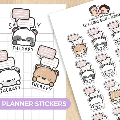 Self-Care Bear - Therapy Planner Stickers