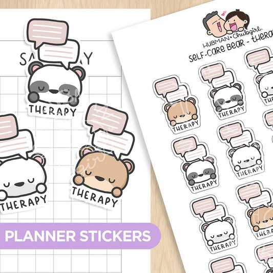 Self-Care Bear - Therapy Planner Stickers