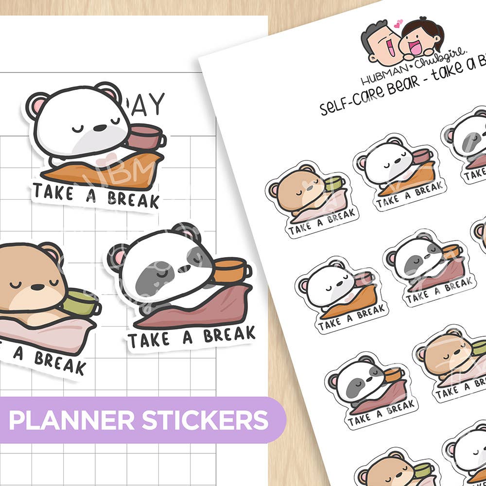 Self-Care Bear - Take a Break Planner Stickers