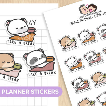 Self-Care Bear - Take a Break Planner Stickers