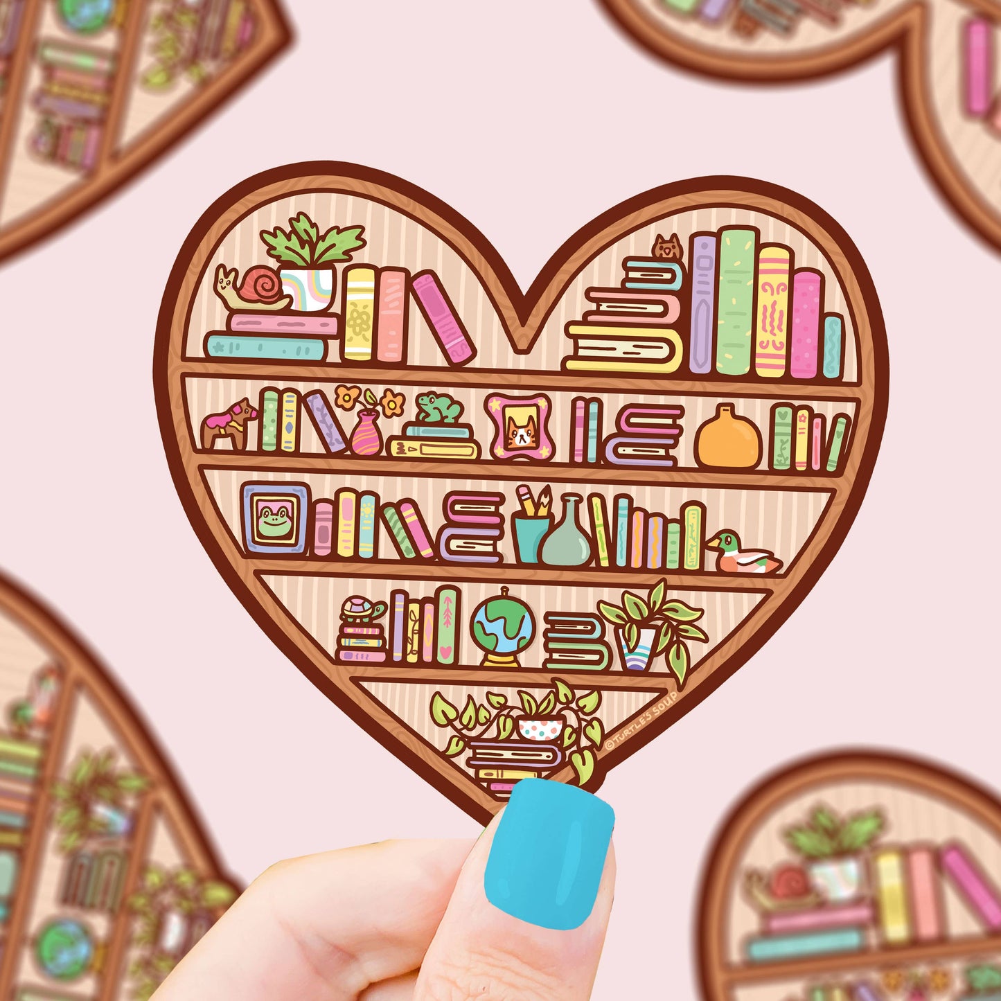 Heart Shaped Bookshelf Vinyl Sticker