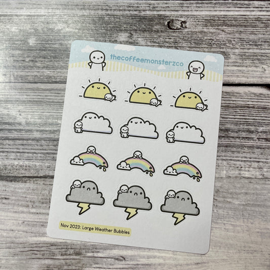 Large weather bubbles sticker sheet