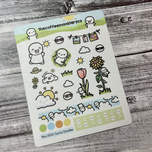November Sunny doodles sticker sheet