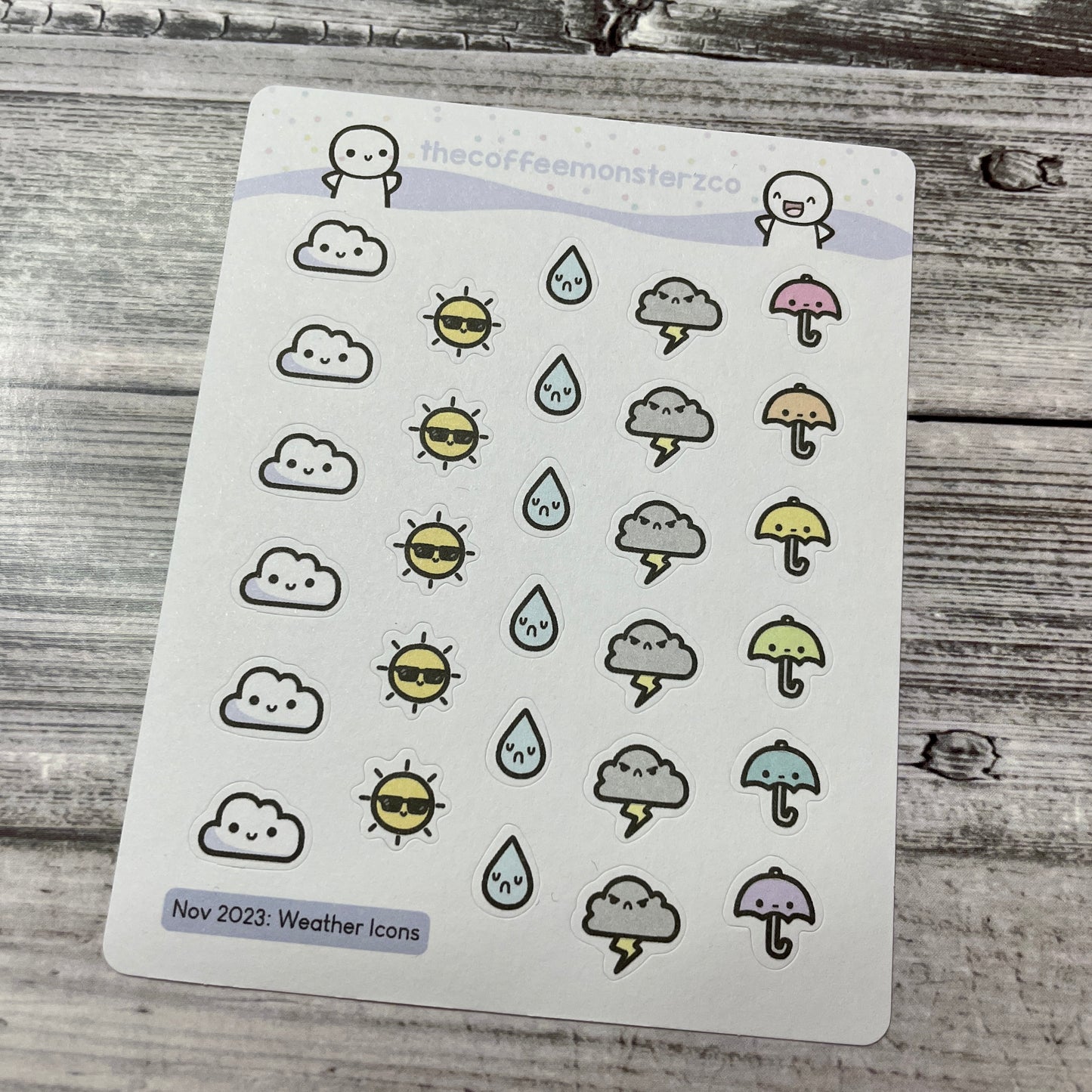 Weather icons sticker sheet