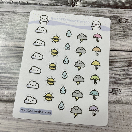 November Weather icons sticker sheet