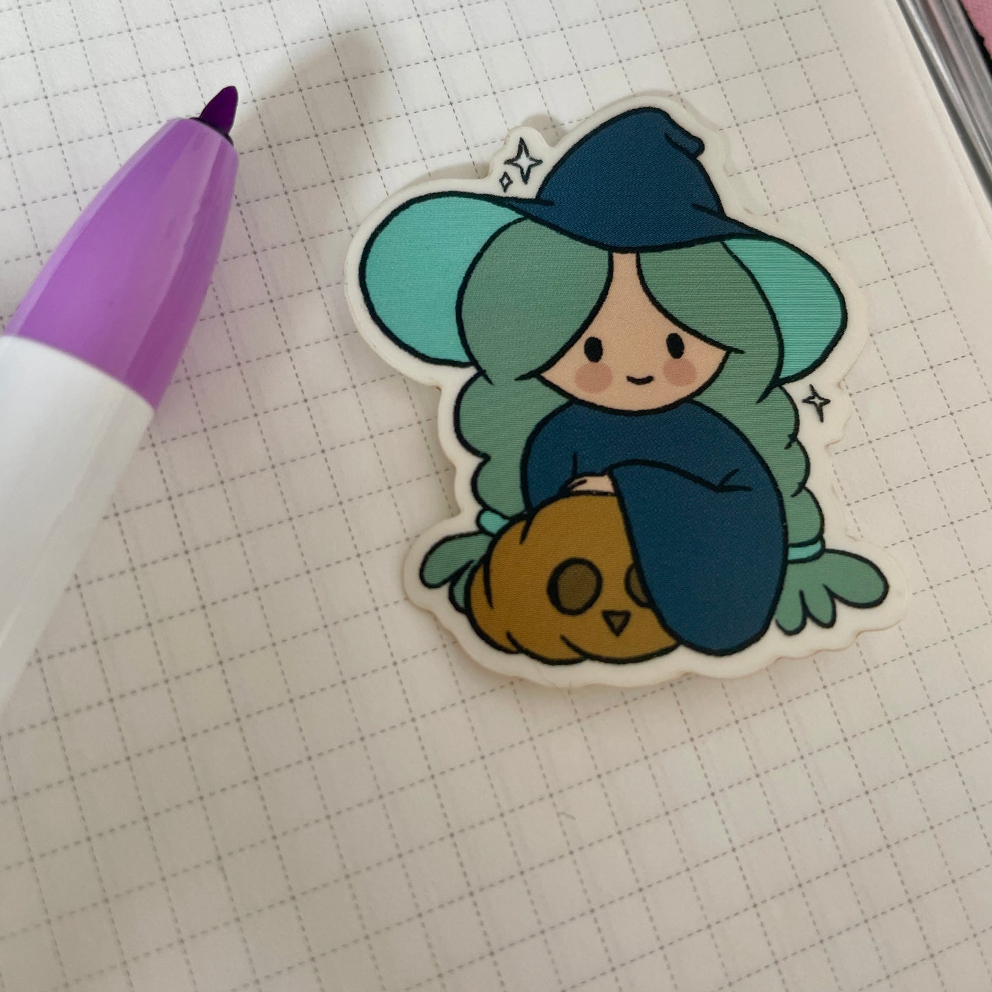 Cute witch clear sticker