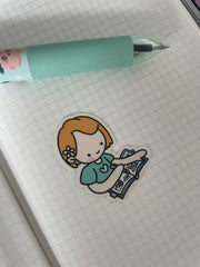 Journaling girl clear sticker