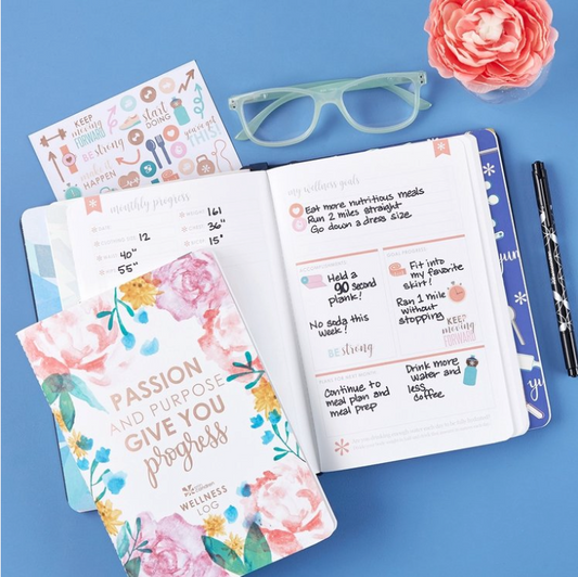 Wellness Log Petite Planner - Watercolor Bloom